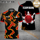 Maxcorners Ball And Pins Cell Pattern Bowling Jersey Multicolor Option Customized Name, Team Name 3D Polo Shirt