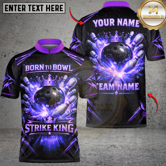 Maxcorners Bowling Born to Bowl King Multicolor Customized Name, Team Name 3D Shirts