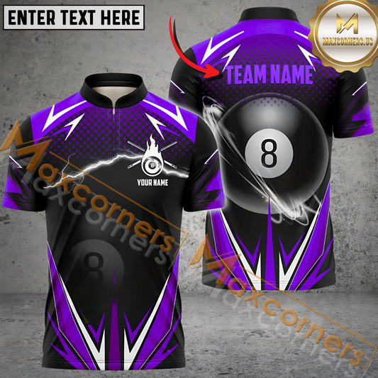 Maxcorners Billiard Burgundy Multicolor Options Personalized Name, Team Name 3D Polo Shirt (4 Colors)