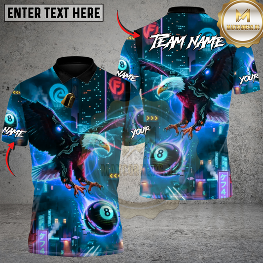 Maxcorners Cyber Eagle 8 Ball Billiards Multicolor Customized Name, Team Name 3D Shirts