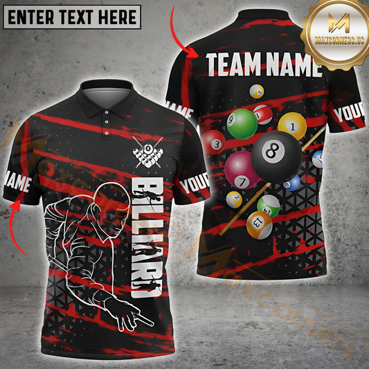 Maxcorners Billiard Mastershot Multicolor Customized Name, Team Name 3D Shirt
