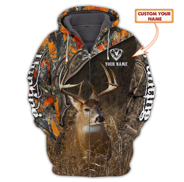 Maxcorners Custom Name Hunting Deer Camo Shirt 3D All Over Printed Clothes