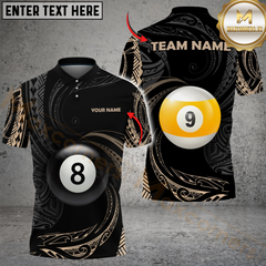 Maxcorners Billiard Rolling Tribal Pattern Personalized Name, Team Name 3D Shirt