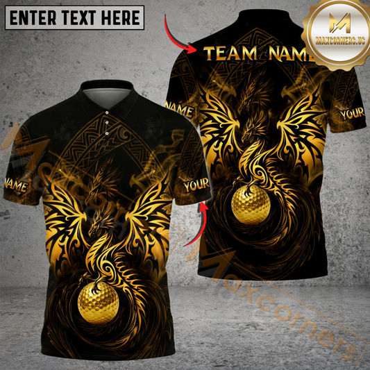 Maxcorners Dragon Fairway Golf Polo Customized Name, Team Name 3D Shirts (4 Colors)