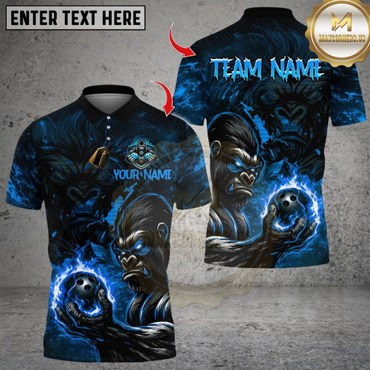 Maxcorners Muscle Gorrila With Flame Bowling Multicolor Customized Name, Team Name 3D Shirts