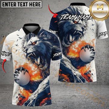 Maxcorners Golf Lion Fire Design Customized Name, Team Name Shirts