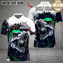Maxcorners Billiards 8-Ball T-Rex Dinosaur Personalized Name Shirt (4 Colors)