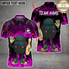 Maxcorners Bowling Ball Cool Vibes Multicolor Personalized 3D Shirt, Urban Style Flame Smoke Shirts