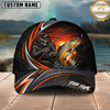 Maxcorners Fishing Skull Angler Orange Wave Personalized 3D Cap