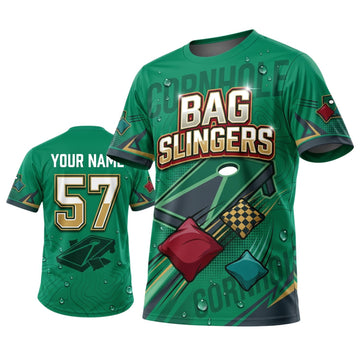 Maxcorners Cornhole Green Bag Slingers Corn Personalized Name 3D Unisex Shirt