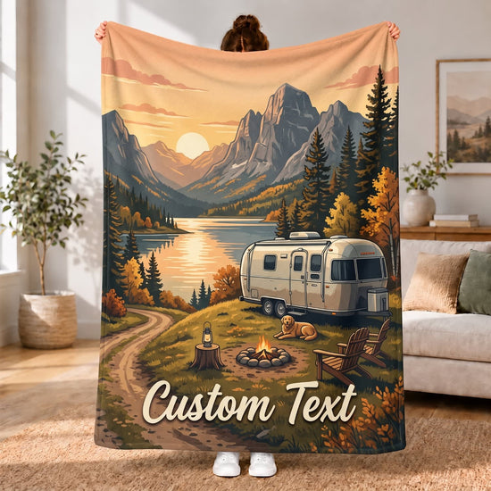 Maxcorners RVs Travel Trailer Alpine Mountain Lake Custom Name 3D Blanket
