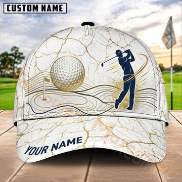 Maxcorners Golf Gold Ball Golfer Marble Personalized Name 3D Cap