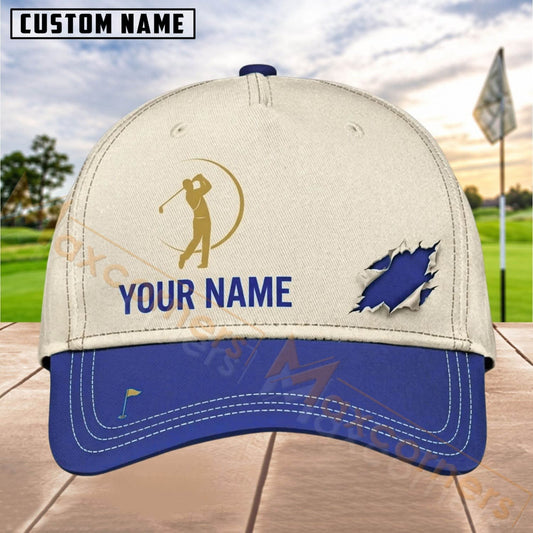 Maxcorners Golf Minimal Golfer Torn Accent Personalized Name 3D Cap (6 Colors)