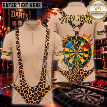 Maxcorners Darts Funny Leopard Print Necklace Body Colorful Dartboard Personalized Name 3D Unisex Shirt