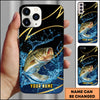 Maxcorners Fishing Phone Case Dynamic Water Splash Black Gold Line Personalized Name Phone Case (8 Fish Species)
