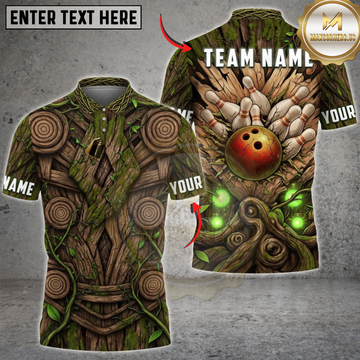 Maxcorners Bowling Wood Armor Glow Strike Personalized Name 3D Unisex Shirt