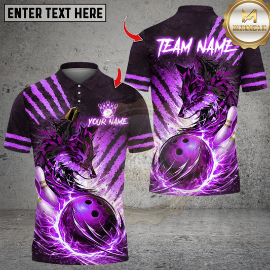 Maxcorners Bowling Lightning Thunder and Fox Multicolor Customized Name, Team Name 3D Shirts