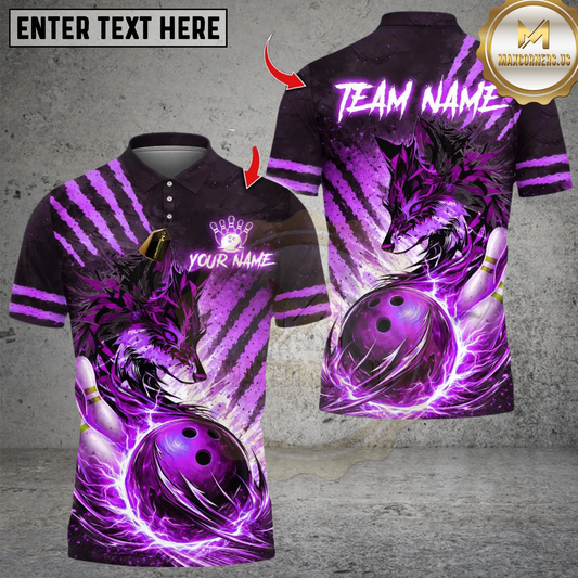 Maxcorners Bowling Lightning Thunder and Fox Multicolor Customized Name, Team Name 3D Shirts