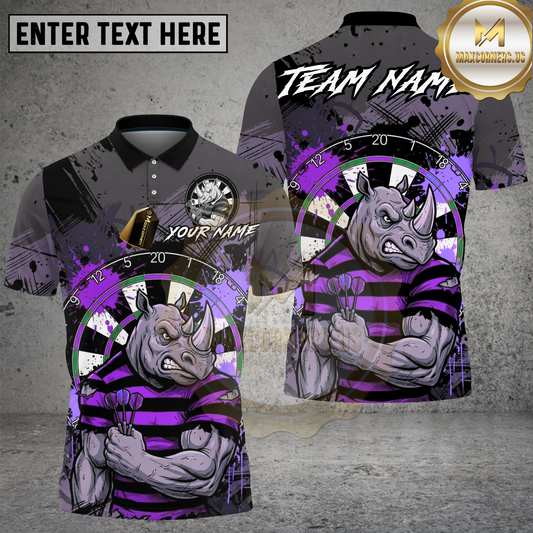 Maxcorners Dart Rhino Splash Paint Multicolor Options Personalized Name, Team Name 3D Shirt (4 Colors)