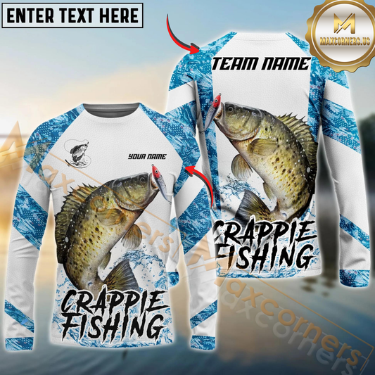 Maxcorners Fishing Blue Camo White Pattern Sport Custom Name & Team Name 3D Shirts