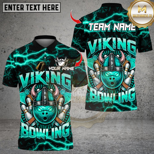 Maxcorners Thunder Viking Bowling Multicolor Customized Name, Team Name 3D Shirts