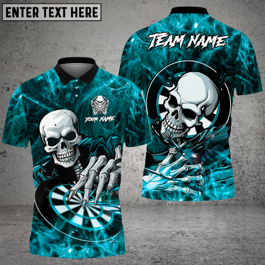 Maxcorners Darts DJ Skull On The Floor Mutilcolor Options Personalized Name, Team Name 3D Polo Shirt