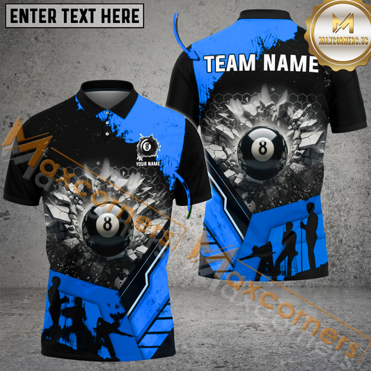Maxcorners Ball 8 Hell Wall Slam Billiard Jersey Multicolor Options Personalized Name, Team Name 3D Polo Shirt (4 Colors)