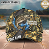 Maxcorners Fishing Camo Skeleton Water Splash Personalized Name 3D Cap (12 Fish Species)