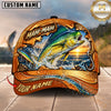 Maxcorners Fishing Graphic Golden Swirl Splash Angler Customized Name 3D Cap