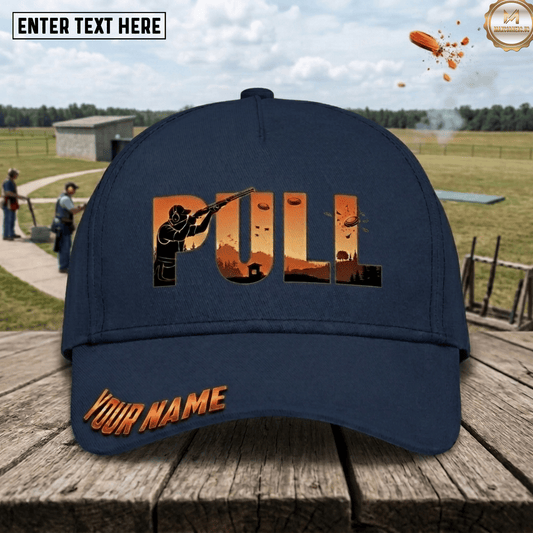 ( 6 Colors ) Maxcorners Clay Pigeon Trap Shooting Pull Shooter Silhouette Sunset Design Custom Name Classic Cap