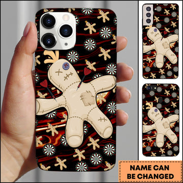 Maxcorners Darts Voodoo Doll Pattern Multicolor Personalized Name 3D Phone Case