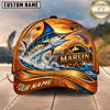 Maxcorners Fishing Graphic Golden Swirl Splash Angler Customized Name 3D Cap