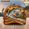 Maxcorners Fishing Graphic Golden Swirl Splash Angler Customized Name 3D Cap