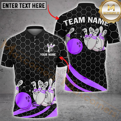 Maxcorners Bowling Hexagon Style Funny Angry Shirt Multicolor Customized Name, Team Name 3D Shirts