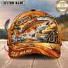 Maxcorners Fishing Graphic Golden Swirl Splash Angler Customized Name 3D Cap
