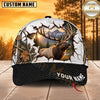 Maxcorners Hunting Wildlife Cracked Wall Autumn Forest Black Brim Personalized Name 3D Cap