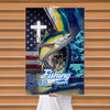 Maxcorners Tuna Fishing Faith Cross American Flag Design Personalized Name 3D Poster