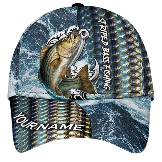 Maxcorners Bass Fishing Custom 3D Baseball Cap For Fisherman, Custom Bass Fishing Caps Hats LM0402