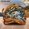 Maxcorners Fishing Graphic Golden Swirl Splash Angler Customized Name 3D Cap