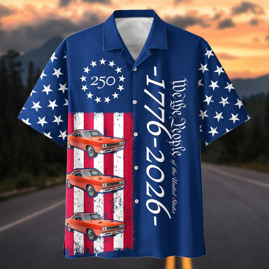Maxcorners Personalized 1969 Dodge Coronet Hawaiian Shirt – America 250 Patriotic Vintage Car Aloha Shirt