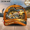 Maxcorners Fishing Graphic Golden Swirl Splash Angler Customized Name 3D Cap