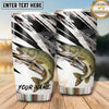 Maxcorners Fishing Tumbler Black White Brush Stroke Design Personalized Name Tumbler (13 Species)