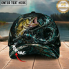 Maxcorners Fishing Dark Ocean Swirl Rod Splash Personalized 3D Cap (12 Fish Species)