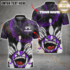 Maxcorners Madness Bowling Jersey - Custom Angry Ball and Pins Design Multicolor Customized Name, Team Name 3D Shirts