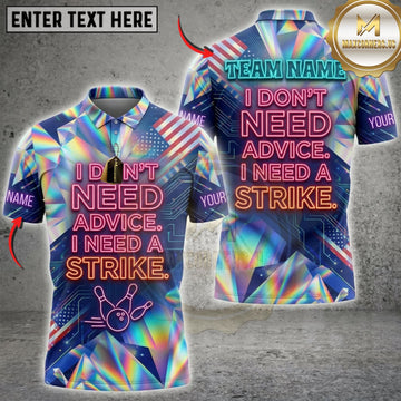 Maxcorners Bowling Colorful Neon I Need Another Strike Personalized Name 3D Unisex Shirt