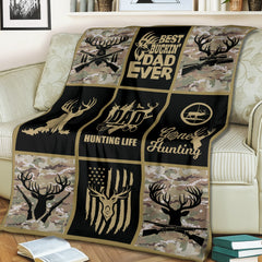Maxcorners Hunting Life Best Buckin’ Dad Ever Fleece Blanket – Camouflage Deer & Rifle Design - Gift for Hunters LM1611