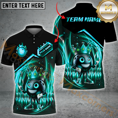 Maxcorners Crowned Flame Bowling Jersey Multicolor Option Customized Name, Team Name 3D Polo Shirt