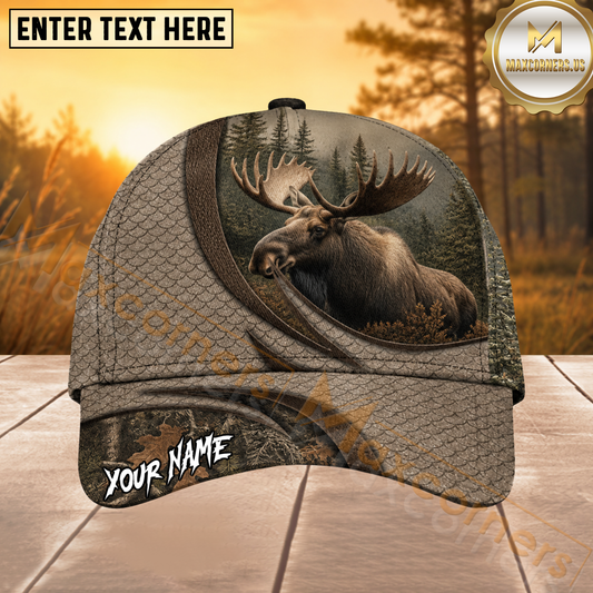 Maxcorners Moose Hunting Geometric Camo Personalized 3D Cap