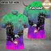 Maxcorners Flaming Swing Eagle Golf Shirt, Customized Name & Team Name 3D Shirts (4 Colors)