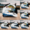 Maxcorners Fishing Black White Water Flow Pattern Sport Pattern Personalized Name 3D Cap (11 Breeds)